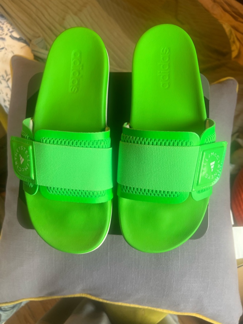 Adidas by Stella McCartney Neon Green Adjustable Slide Sandals
